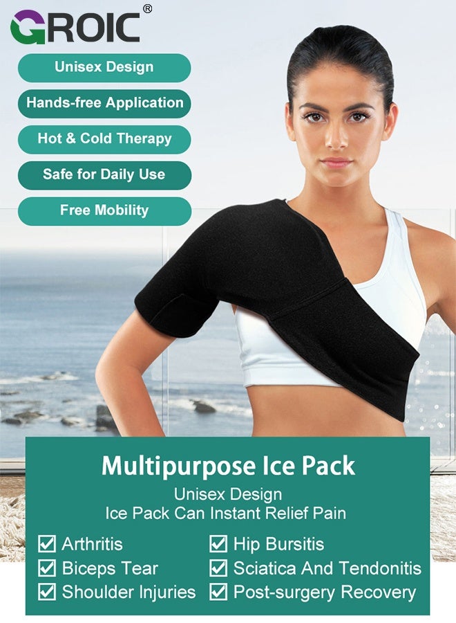 GROIC Shoulder Ice Pack Wrap, Magic Gel Ice Pack for Shoulder Pain Relief, Lower Shoulder Ice Pack Wrap for Hot Cold Therapy,  Relief for Tendonitis, Dislocated Joint, Left and Right Rotator Cuff Arm Pain Relief - Image 2
